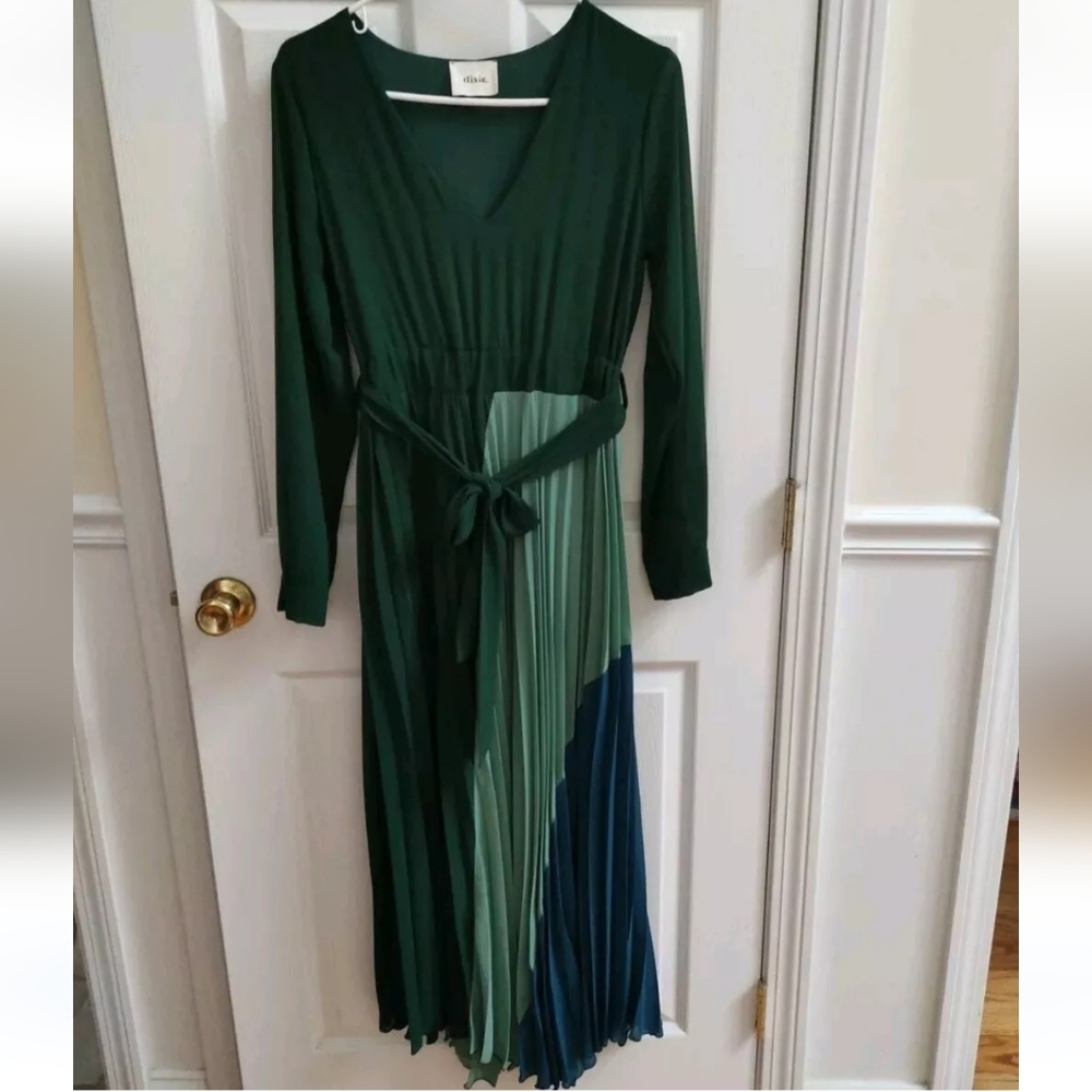 Dixie Dress Color Block Maxi Dress Pleated Dress Size S